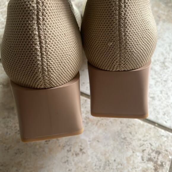 Vivaia Melissa Square-Toe Perforated Heeled Sock Boots Cream Ivory - Picture 7 of 16